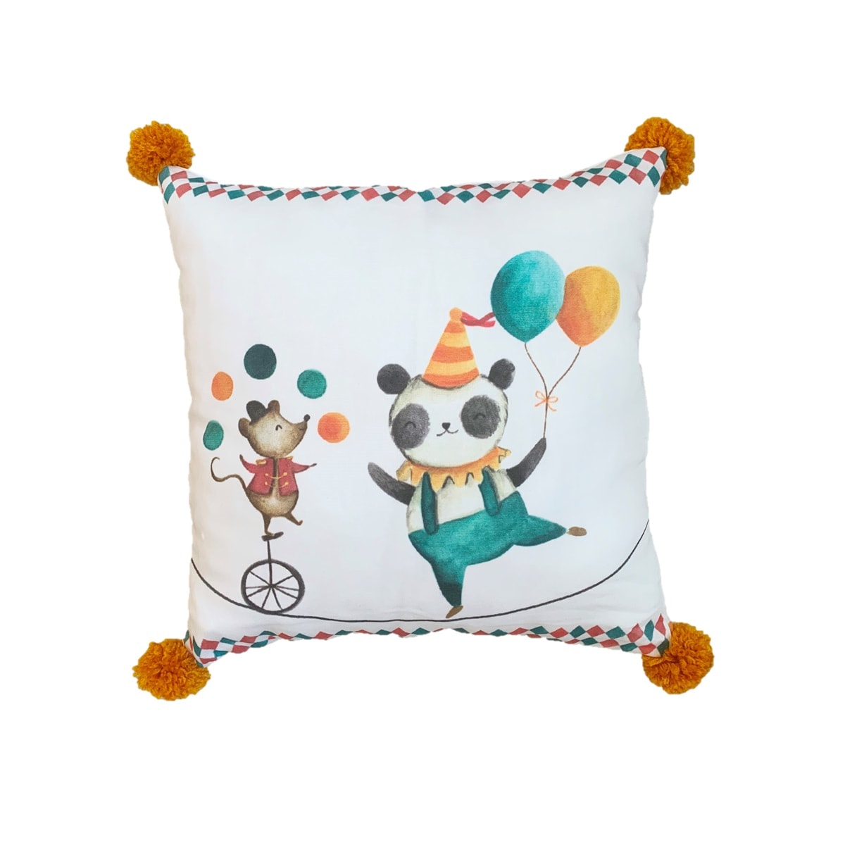 Asu Baby&Kids-Circus Organik Pamuk Kırlent- Dolgulu 2'Li-Kırlent-3-Milagron.com