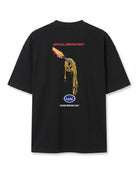 Spagetti Grafik Baskılı Siyah Oversize T-Shirt