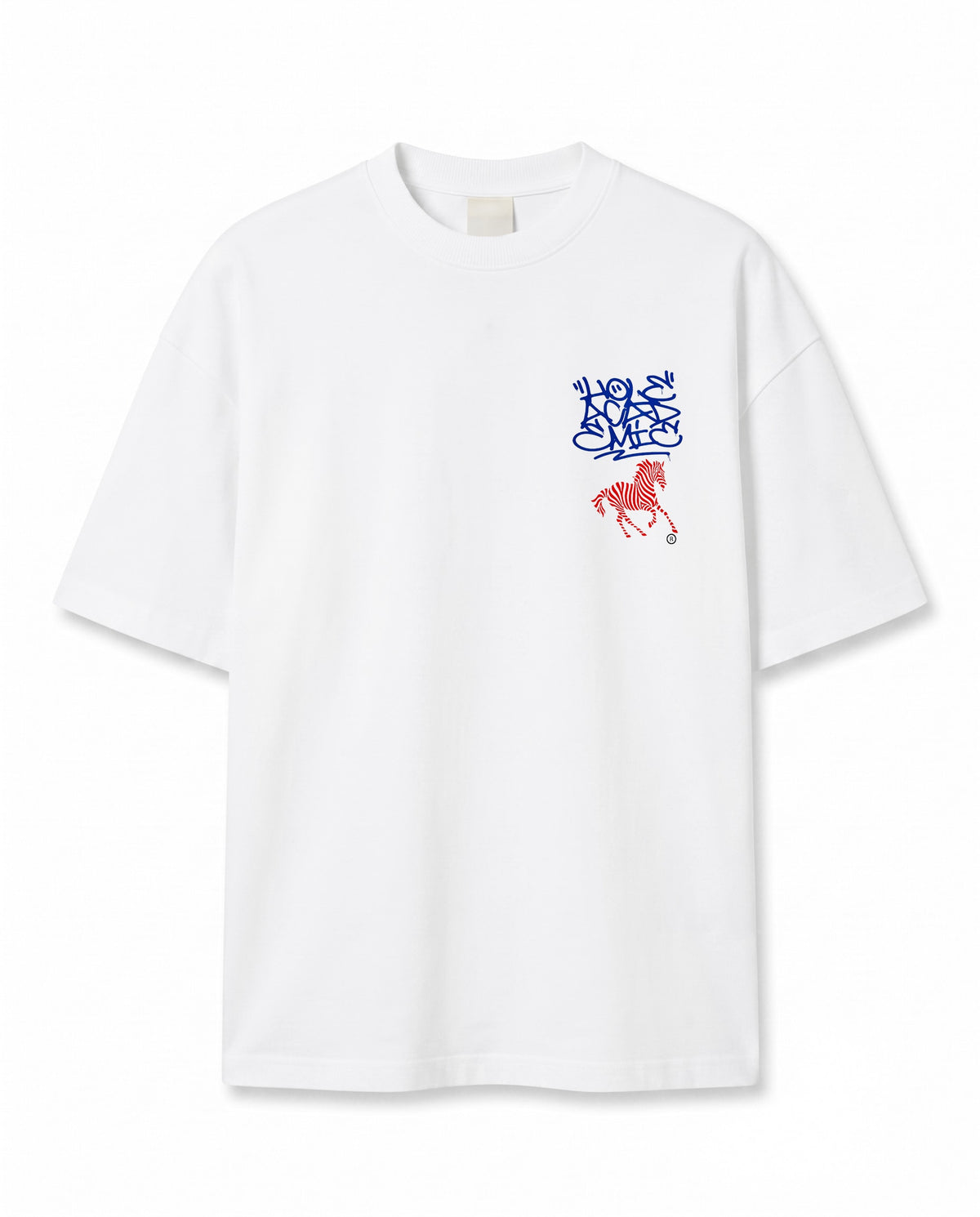 Zebra Graffiti Baskılı Ekru Oversize T-Shirt