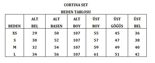 Cortina Set Düğmeli Şardonlu 3Iplik Takım