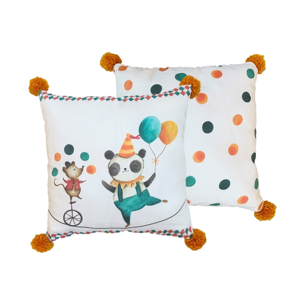 Asu Baby&Kids-Circus Organik Pamuk Kırlent- Dolgulu 2'Li-Kırlent-1-Milagron.com