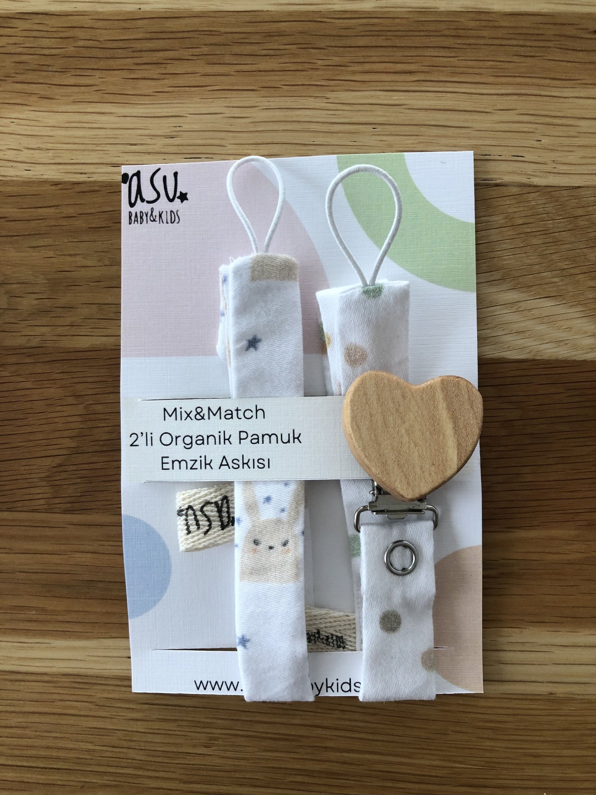 Asu Baby&Kids Pastel Mix&Match 2'Li Organik Pamuk Emzik Askısı Sleepy-Dot