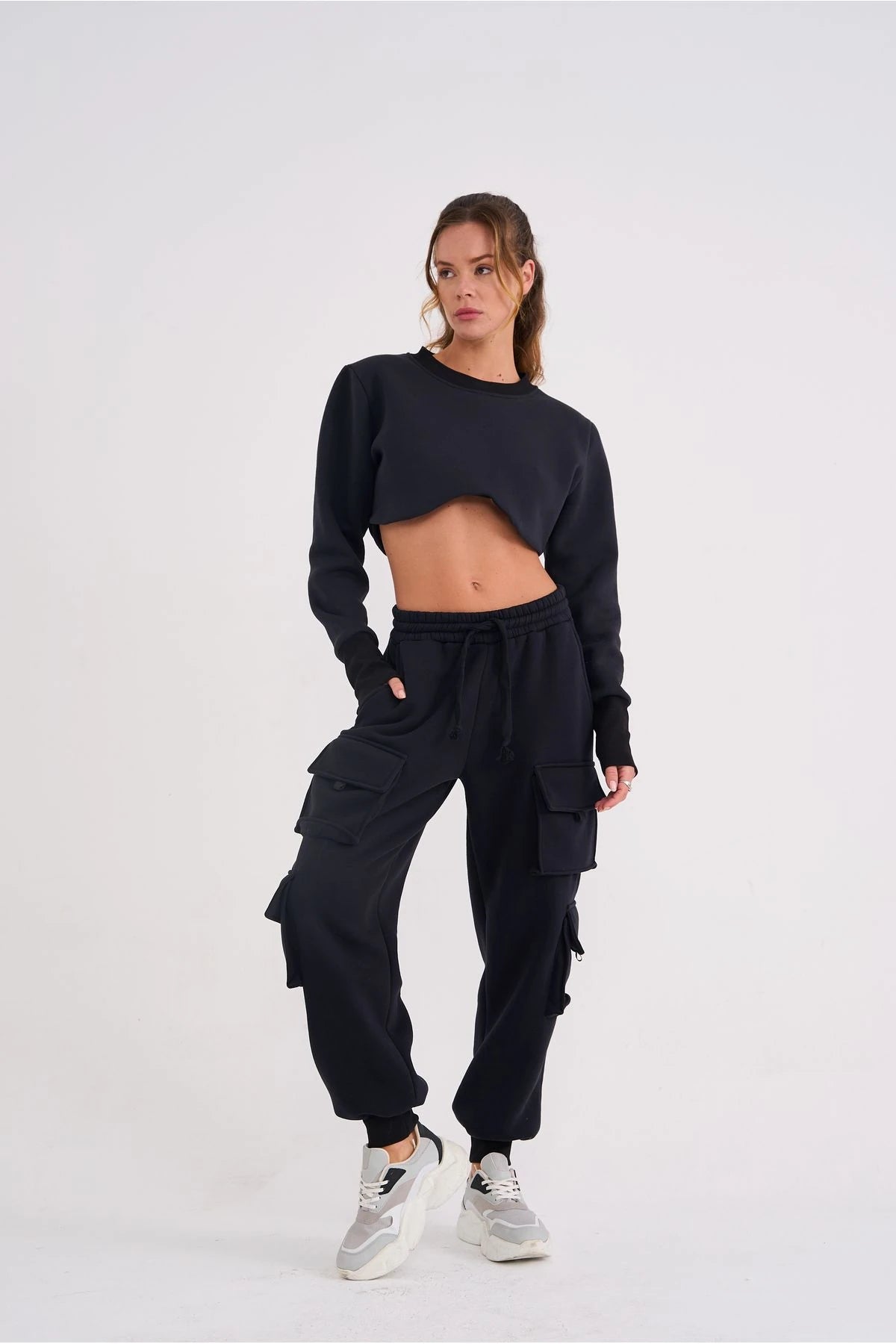 Matara Vatkalı Crop Sweatshirt