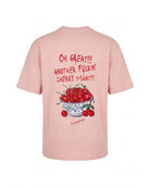 Unisex Oversize KiRaz Baskili TiŞört - Pembe