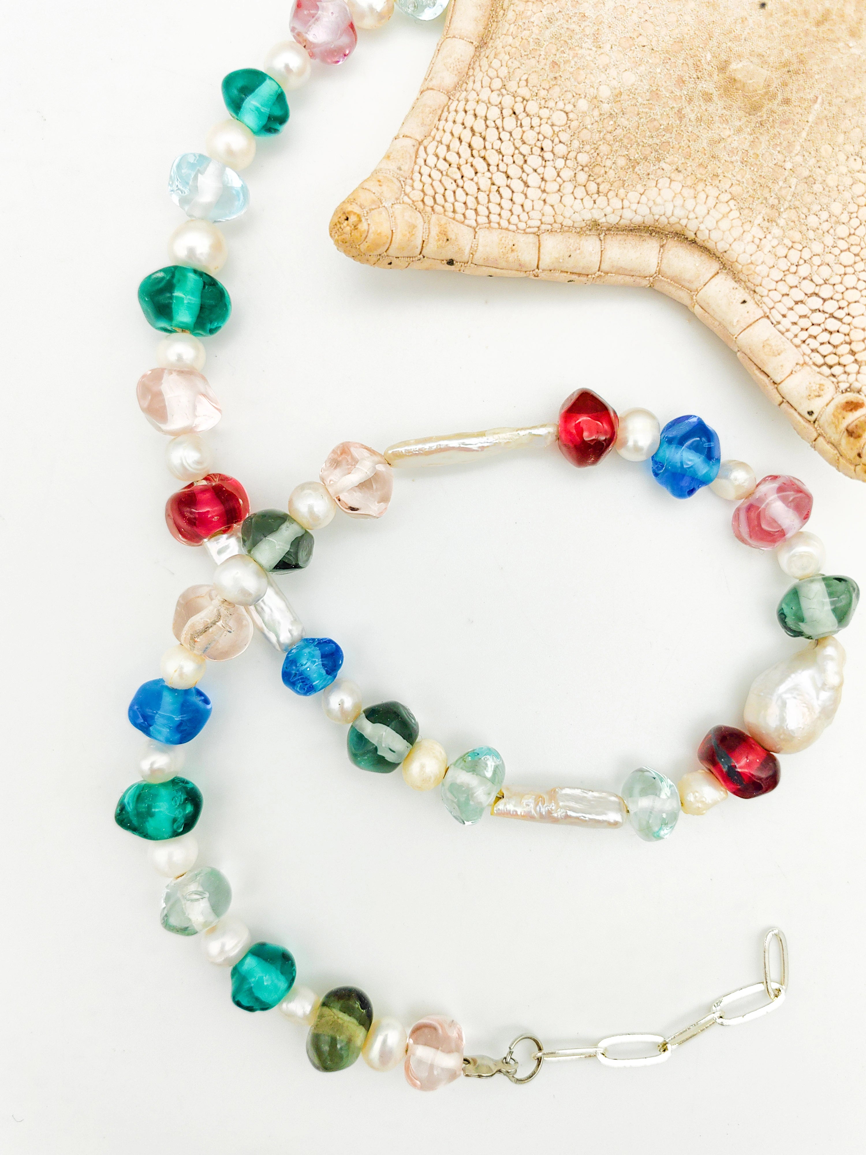 Murano Cam Ve İNci Kolye Choker