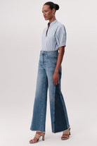 Yüksek Bel Geniş Paça Regular Denim Mavi Pantolon