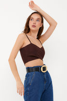 Dione Çapraz Askılı Crop Top | Kahverengi