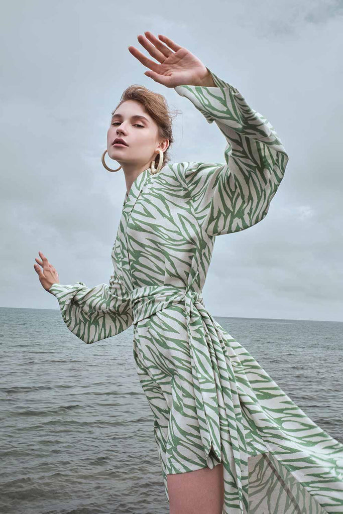 Two's Touch | Kate Kimono Dress Yeşil 3 | Milagron