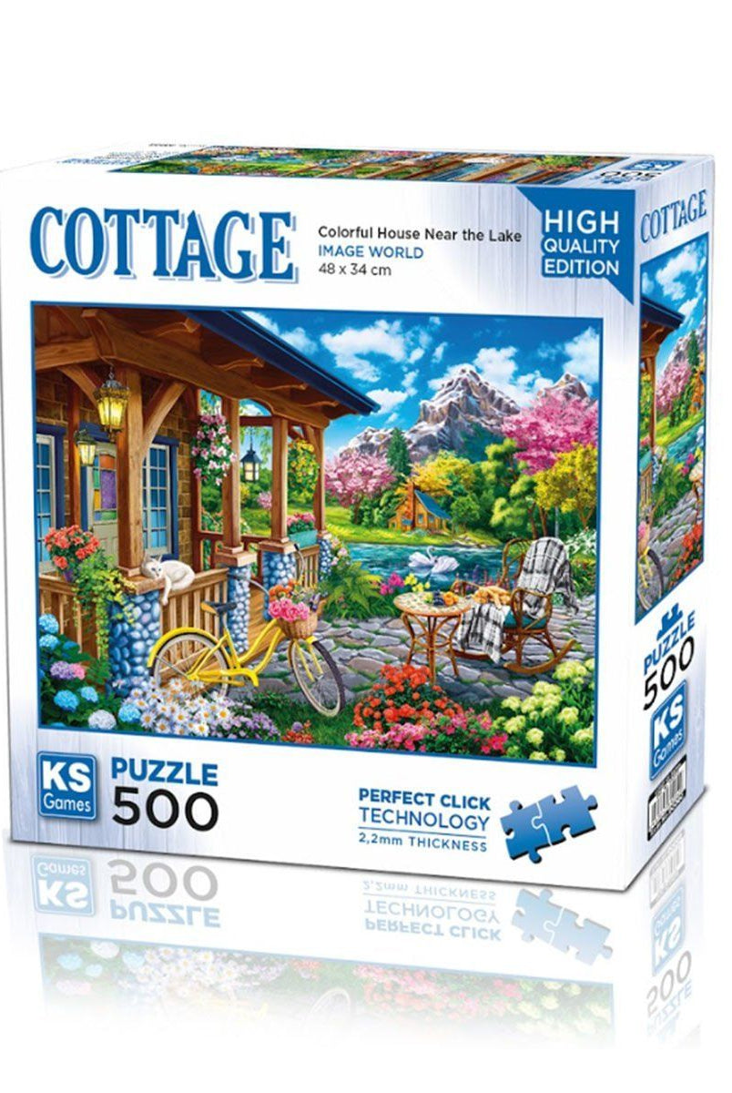 KS Puzzle Colorful House Near The Lake 500 Parça Puzzle Puzzle | Milagron 