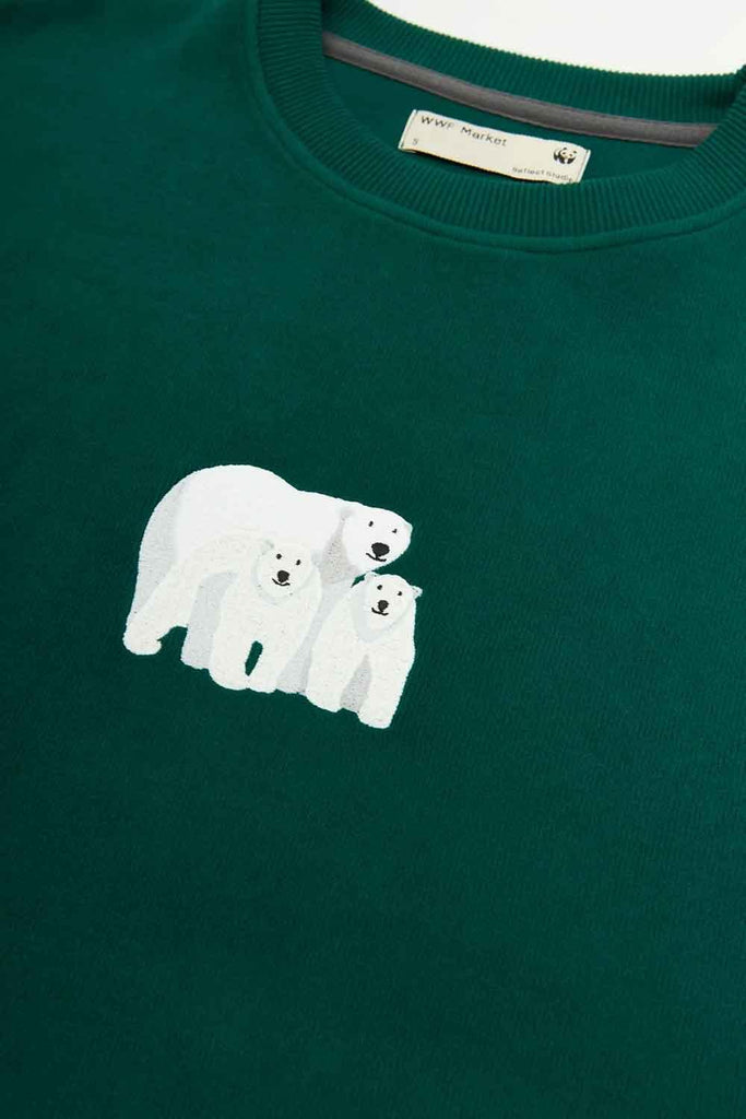 WWF Market | Kutup Ayıları Sweatshirt - Koyu Yeşil 1 | Milagron