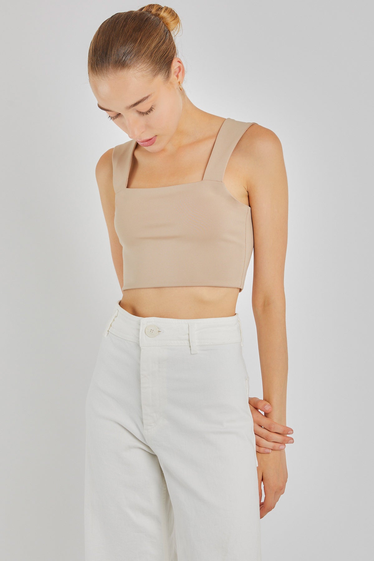 Larisa Kalın Askılı Crop Top | Bej