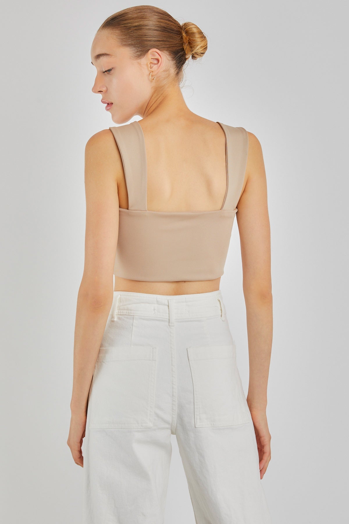 Larisa Kalın Askılı Crop Top | Bej