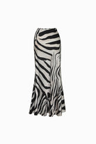 Larissa Zebra Desenli Saten Uzun Etek - 2