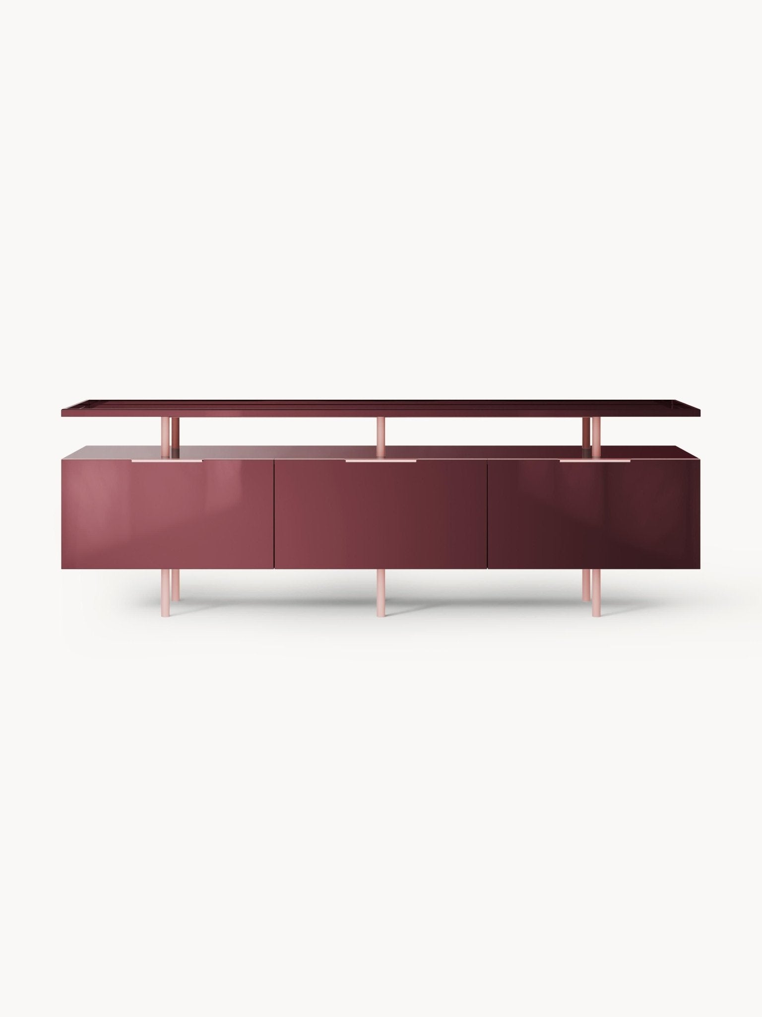 Lennie Yüksek Parlaklıklı Modern Dressoir Bordeaux 180Cm