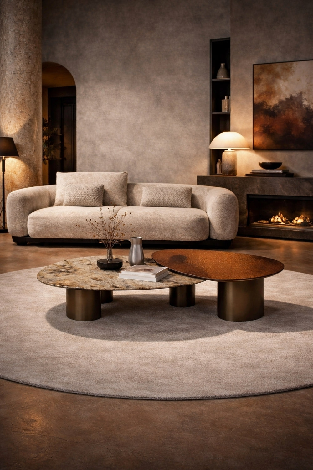 Pebble | Doğal Dokularla Şekillenen Orta Sehpa Seti - 3