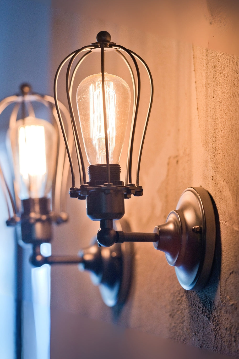 Retro Endüstriyel Aplik | Oval Kafes Aplik Duvar Aydınlatması - 0