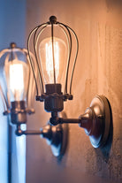 Retro Endüstriyel Aplik | Oval Kafes Aplik Duvar Aydınlatması - 0