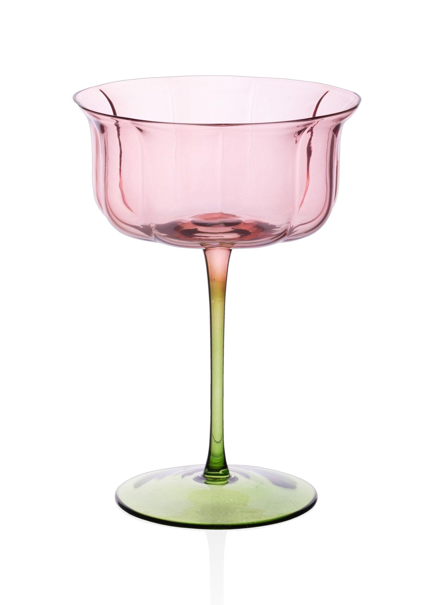Martini Kadehi Pembe Yeşil 16X11X8 Cm