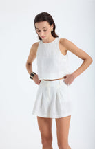 Lena Keten Crop Top - Beyaz