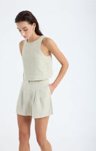 Lena Keten Crop Top - Taş Rengi