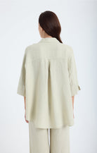 Iyan Oversize Keten Gömlek - Taş Rengi