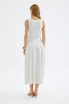 Elaris Bodycon Viskon Midi Elbise - Beyaz