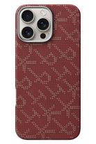 Monogram Iphone 16 Pro Magsafe Uyumlu Aramid Fiber Kılıf Kırmızı