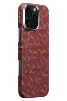Monogram Iphone 16 Pro Magsafe Uyumlu Aramid Fiber Kılıf Kırmızı