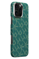 Monogram Iphone 16 Pro Magsafe Uyumlu Aramid Fiber Kılıf Yeşil
