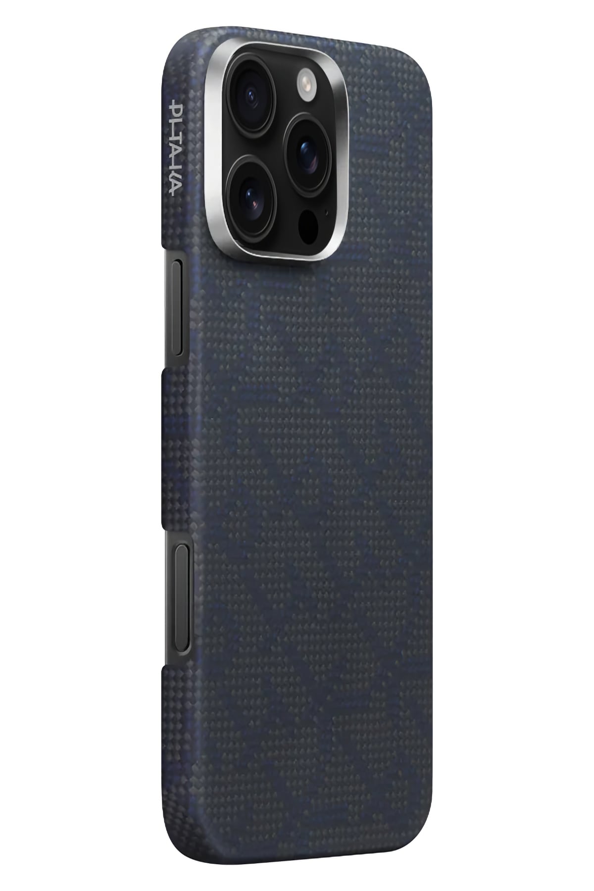 Monogram Iphone 16 Pro Max Magsafe Uyumlu Aramid Fiber Kılıf Mavi Siyah