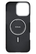 Monogram Iphone 16 Pro Max Magsafe Uyumlu Aramid Fiber Kılıf Mavi Siyah