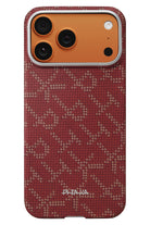 Monogram Iphone 17 Pro Magsafe Uyumlu Aramid Fiber Kılıf Kırmızı