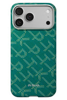 Monogram Iphone 17 Pro Magsafe Uyumlu Aramid Fiber Kılıf Yeşil