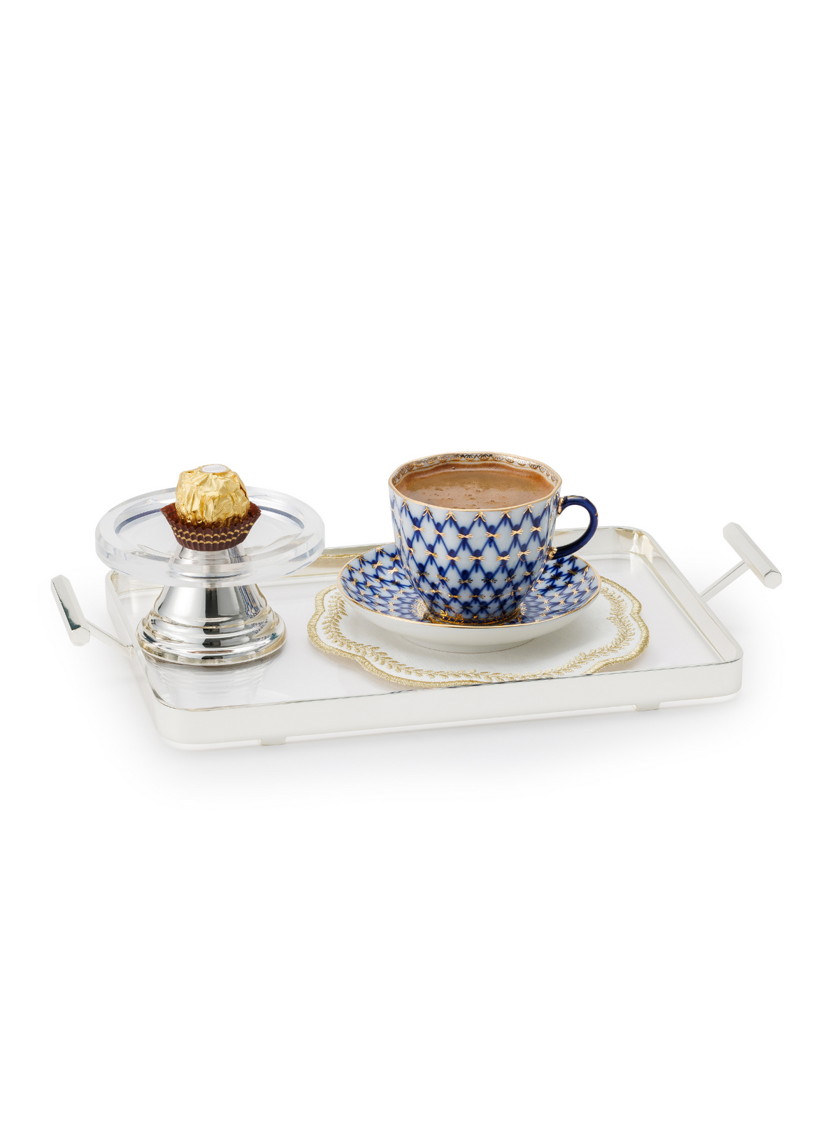 Memonza-Montere Çerçeve Detaylı Gümüş Tepsi, Small, Şeffaf-Tepsi-2-Milagron.com