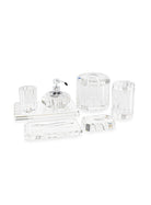 Memonza-Myra Kristal Banyo Complete Set, 7 Parça, Gümüş-Banyo Düzenleyicileri-1-Milagron.com