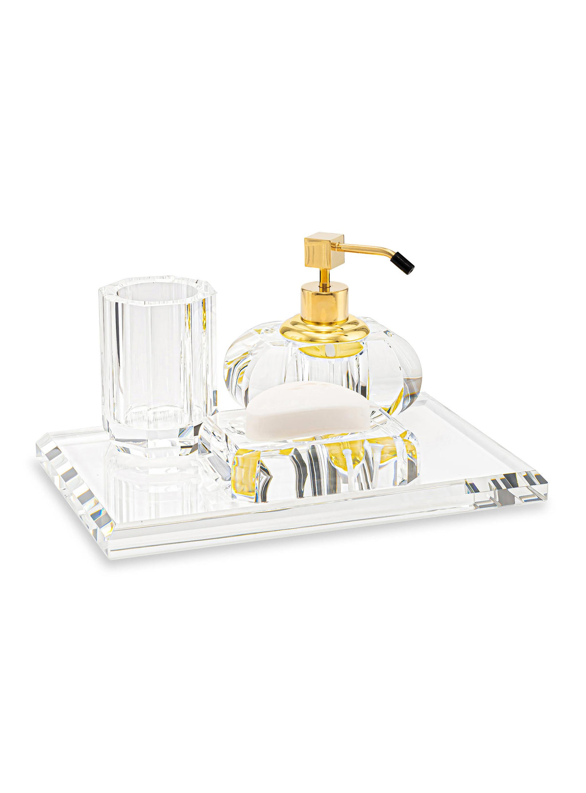 Memonza-Myra Kristal Banyo Core Set, 4 Parça, Gold-Banyo Düzenleyicileri-1-Milagron.com