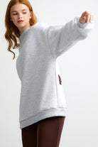 Gri Stay Fresh And Be Positive Nakışlı Oversize Sweatshirt