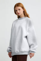 Gri Stay Fresh And Be Positive Nakışlı Oversize Sweatshirt