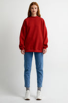 Kırmızı See Good In All Things Nakışlı Oversize Sweatshirt