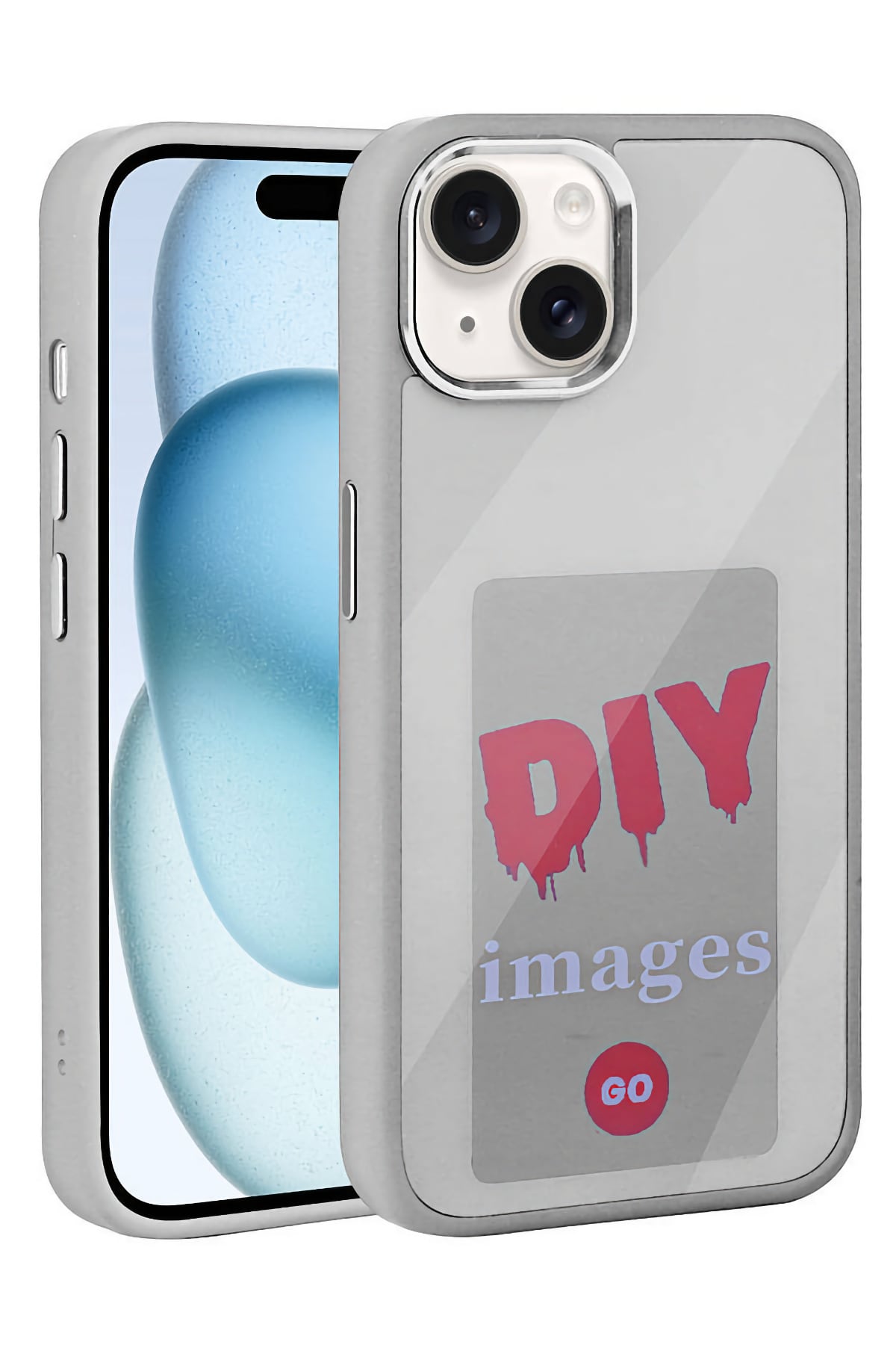 Apple Iphone 15 Uyumlu Nfc Resim Yansıtmalı Kılıf Gri