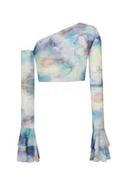 no'design-Baskılı Kolları Fırfırlı Transparan Crop Top-Top-2-Milagron.com