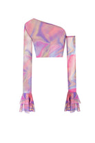 no'design-Baskılı Kolları Fırfırlı Transparan Crop Top-Top-2-Milagron.com