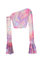 no'design-Baskılı Kolları Fırfırlı Transparan Crop Top-Top-6-Milagron.com