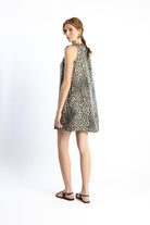 no'design-Boyundan Bağlamalı Cepli Mini Saten Leopar Desenli Elbise-Elbise-6-Milagron.com