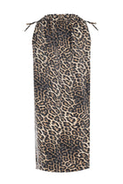 no'design-Boyundan Bağlamalı Cepli Mini Saten Leopar Desenli Elbise-Elbise-7-Milagron.com