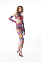 no'design-Büzgü Detaylı Kadife Midi Boy Elbise-Elbise-4-Milagron.com