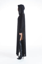 no'design-Derin Yırtmaçlı Transparan Hoodie Elbise-Elbise-4-Milagron.com