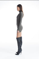 no'design-Fermuarlı Nervür Detaylı Mini Elbise-Elbise-4-Milagron.com