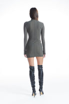 no'design-Fermuarlı Nervür Detaylı Mini Elbise-Elbise-6-Milagron.com