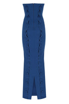 no'design-Fırfır Detaylı Arka Yırtmaçlı Straplez Midi Boy Elbise-Elbise-7-Milagron.com